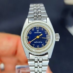 Vintage Hamilton 695 Watch Women Silver Tone Date 17 Jewels Self Winding 6.5"